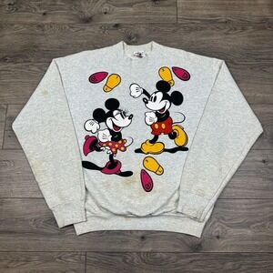 Vintage Mickey & Co.‎ Sweatshirt Adult Medium Gray Mickey Mouse Crewneck Raglan